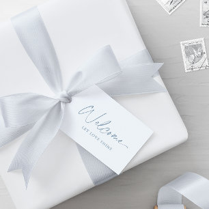 Dusty Blue Wedding Welcome Tag – Elegant Favour Ta