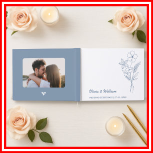 Dusty Blue Wedding   Wildflower Guest Book