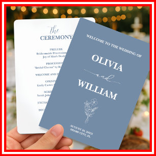 Dusty Blue Wedding Wildflower Programme