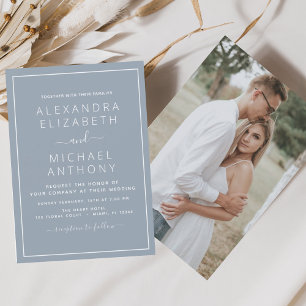 Dusty Blue Wedding with Photo Invitation