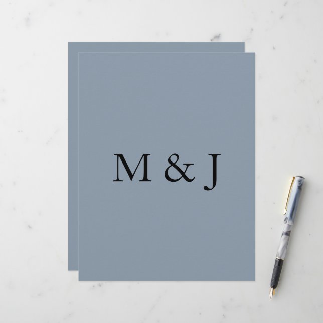 Dusty Blue Weddings Bridal Party Monograms Custom Letterhead (Front/Back In Situ)