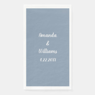 Dusty Blue Weddings White Script Custom Names Napkin