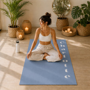 Dusty blue wellness minimalist personalised yoga mat