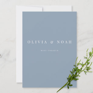 Dusty Blue We're Engaged Announcement Card
