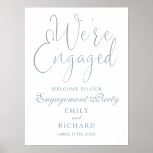 Dusty Blue We're Engaged Engagement Welcome Sign