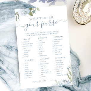 Dusty blue what's in your purse bridal shower game