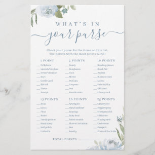 Dusty blue what's in your purse bridal shower game
