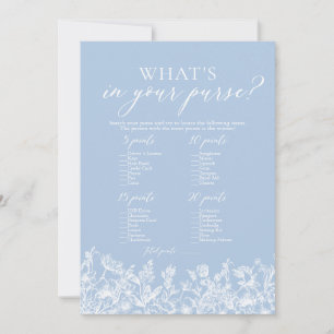 Dusty Blue What's In Your Purse Bridal Shower Game Invitation