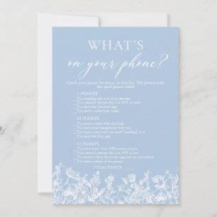 Dusty Blue What's On Your Phone Bridal Shower Game Invitation
