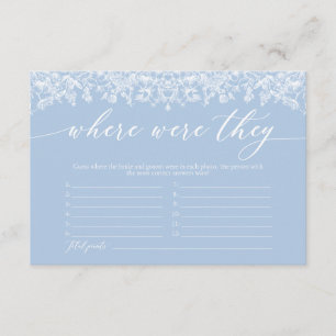 Dusty Blue Where Were They Bridal Shower Game Enclosure Card