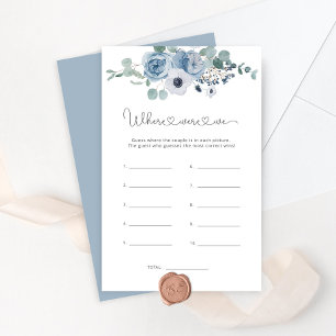 Dusty blue Where were we bridal shower game