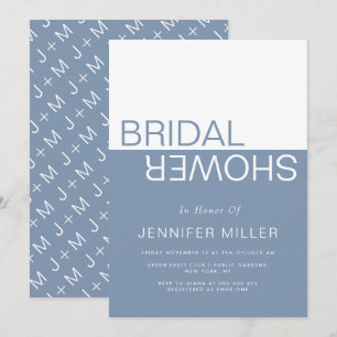 Dusty blue whimsical colorblock bridal shower invitation