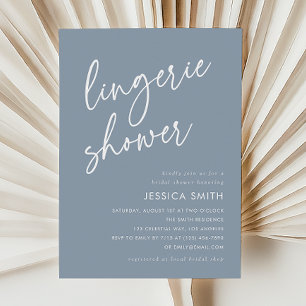 Dusty Blue Whimsical Modern Lingerie Shower Invitation