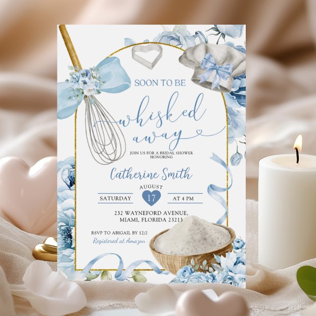 Dusty Blue Whisked Away Bridal Shower Invitation (Creator Uploaded)