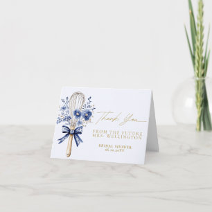 Dusty Blue Whisked Away Toile Bridal Shower Thank You Card
