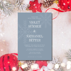Dusty Blue & White Clean Snowflake Winter Wedding Invitation