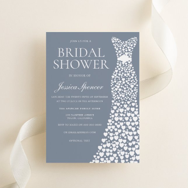 Dusty Blue & White Dress Bridal Shower Invitation (Creator Uploaded)