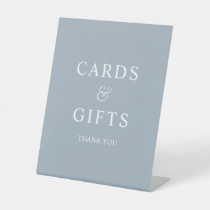 Dusty Blue White Elegant Ampersand Cards & Gifts Pedestal Sign