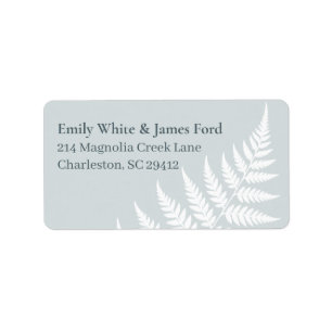 Dusty Blue White Fern Couple Address Label