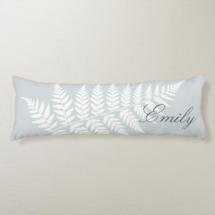 Dusty Blue White Fern Elegant Minimalist Body Cushion