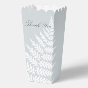 Dusty Blue White Fern Popcorn Thank You Favour Box