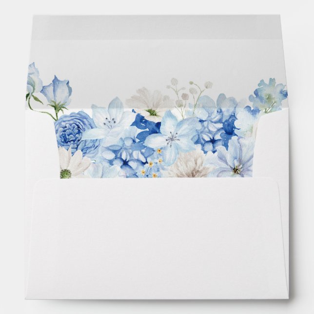Dusty Blue & White Floral Envelope (Back (Bottom))
