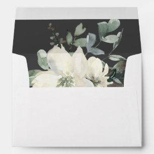 Dusty Blue & White Floral- Grey Envelope