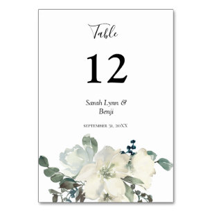 Dusty Blue & White Floral- White V2 Table Number