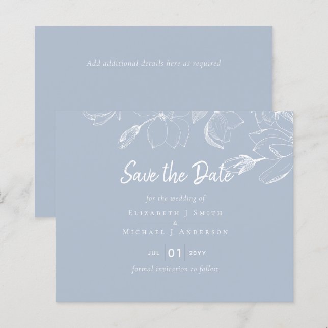 Dusty Blue White Magnolias Wedding (Front/Back)