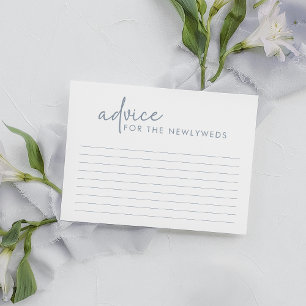 Dusty Blue & White Minimalist Bridal Shower Advice Enclosure Card