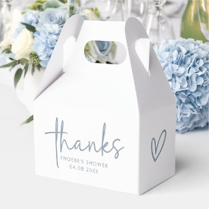 Dusty Blue & White Minimalist Bridal Shower Gable Favour Box