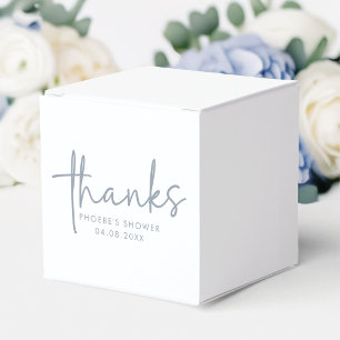 Dusty Blue & White Minimalist Bridal Shower Square Favour Box