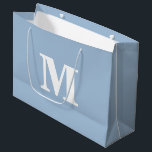 Dusty Blue & White Modern Letter Monogram Large Gift Bag<br><div class="desc">Stylish and modern gift bag featuring a bold monogram design. Perfect for any occasion — weddings,  birthdays,  or special celebrations. Personalise it with your own initial and colour for a touch of elegance and charm.</div>