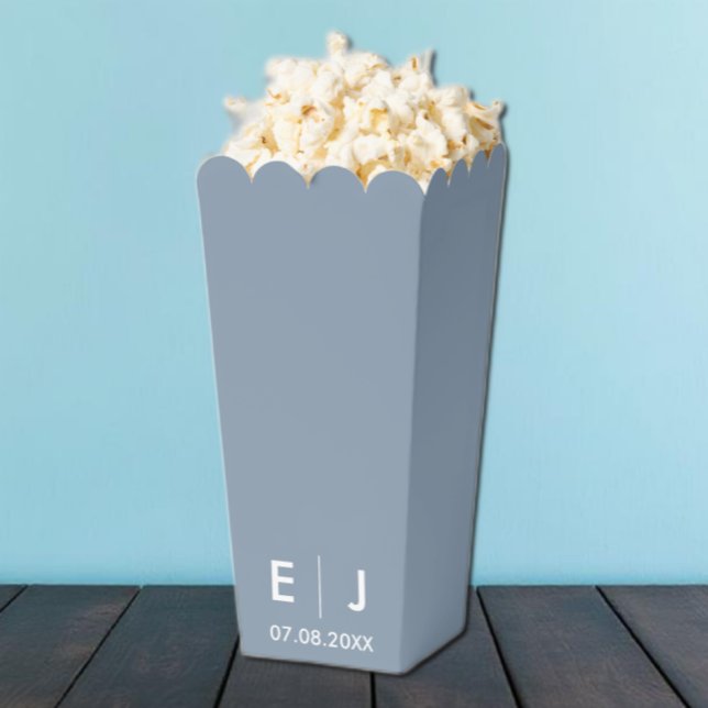 Dusty Blue & White Monogram Wedding Favour Box (Creator Uploaded)