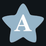 Dusty Blue White Monograms Simple Bridal Shower Star Sticker<br><div class="desc">Designed with text template for monogrammed initial in custom dusty blue colour background which you can customise!</div>