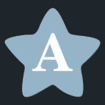 Dusty Blue White Monograms Simple Bridal Shower Star Sticker<br><div class="desc">Designed with text template for monogrammed initial in custom dusty blue colour background which you can customise!</div>