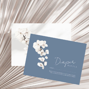Dusty Blue White Orchid Baby Shower Diaper Raffle Enclosure Card