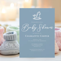 Dusty Blue White Rocking Horse Baby Shower