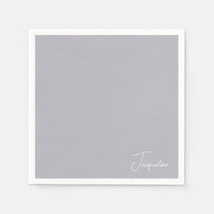 Dusty Blue White Script Name Shower Cocktail Napkin