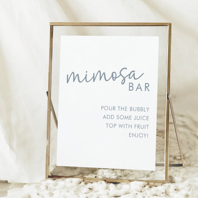 Dusty Blue & White Simple Bridal Shower Mimosa Bar Poster (Creator Uploaded)