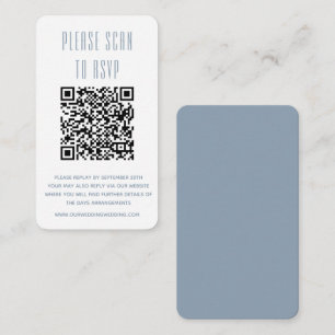 Dusty Blue & White Simple RSVP with QR code Enclosure Card