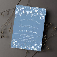 Dusty blue white stars birthday party luxury