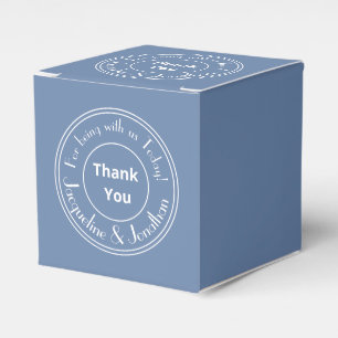 Dusty Blue White Wedding Simple Elegant Thank You Favour Box