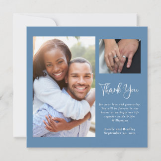 Dusty Blue White Wildflower Wedding Thank You Invitation