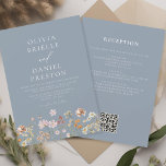 Dusty Blue Wildflower All in One QR Code Wedding Invitation<br><div class="desc">Immerse your guests in the romance of nature with our Boho Wildflower Garden Wedding Invitation. Inspired by the beauty of untamed blooms, this invitation captures the essence of a free-spirited celebration. The enchanting design features delicate wildflowers dancing amidst lush greenery, setting the perfect tone for your garden wedding. The boho-chic...</div>