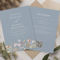 Dusty Blue Wildflower All in One QR Code Wedding