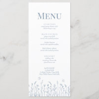 Dusty Blue Wildflower and Butterflies Menu Card