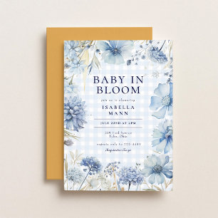 Dusty Blue Wildflower Baby Boy Shower Invitation