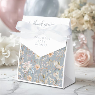Dusty Blue Wildflower Baby Shower  Favour Box