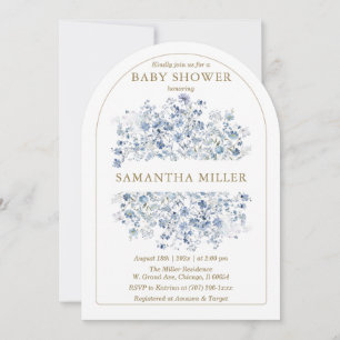 Dusty Blue Wildflower Baby Shower Invitation